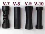 KEEL RUBBER ROLLERS 200MM TO 206MM LONG WITH'"C BRACKETS AND 'U' BOLTS.