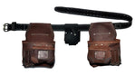 TOOL BELT-LEATHER DOUBLE POUCH TOOL BELT DOUBLE WITH 4 POCKETS SLIDABLE ON BELT