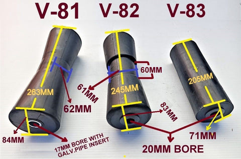 KEEL ROLLERS-205MM TO 263MM FOR BOAT TRAILER WITH BUSHES