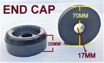 KEEL ROLLER- POLYURETHANE ROLLER WITH 'C' BRACKET + 2 X END CAPS &16MM S/S SHAFT