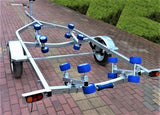 WOBBLE ROLLER FULL SET WITH UPRIGHT BRACKET FOR BOAT TRAILER - 4 X QUAD SETS.