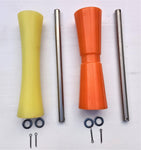 KEEL ROLLER--285MM OR 300MM POLYURETHINE ROLLERS FOR BOAT TRAILERS WITH 20MM BORE/19MM S/STEEL SHAFT & 2 X END CAPS.