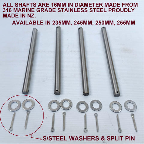 16MM 316 MARINE GRADE STAINLESS PINS/SHAFT FOR BOAT TRAILERS ROLLERS