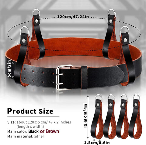 Heavy Duty Work Belt Leather Tool Belt Fits 32 to 46Inc. Waist with 4 Pcs loops.