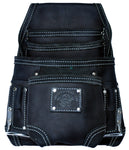 TOOL BELT WITH 2 X HEAVY DUTY LEATHER BLACK POUCHES & PADDED SUSPENDERS/HARNESS.