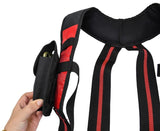 TOOL BELT WITH 2 X HEAVY DUTY LEATHER BLACK POUCHES & PADDED SUSPENDERS/HARNESS.