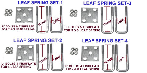 ‘U’ BOLTS & FISH PLATE FOR LEAF SPRING BOAT TRAILERS