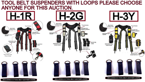 TOOL BELT PADDED SUSPENDERS/HARNESS WITH 4 X LOOPS, MAGNETIC PAD & DETACHABLE MOBILE PHONE BAG.