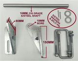 KEEL ROLLER SUPER HEAVY-DUTY 3 HOLE BRACKET FOR BOAT TRAILERS WITH i6MM OR 19MM SHAFT.