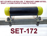 HEAVY DUTY POLYURETHANE ROLLER WITH 'T' BRACKET /19MM S/STEEL SHAFT AND 2 X END CAPS