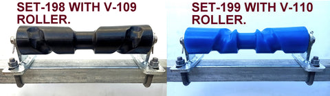 KEEL ROLLER-300MM SELF CANTERING WITH ‘T’ BRACKET & ‘U’ BOLTS.