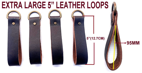 Tool Belt Suspender 5"(Inch) leather loops X (4-Piece Set) ( Black)
