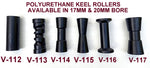 KEEL ROLLER- POLYURETHANE ROLLER WITH 'C' BRACKET + 2 X END CAPS &16MM S/S SHAFT