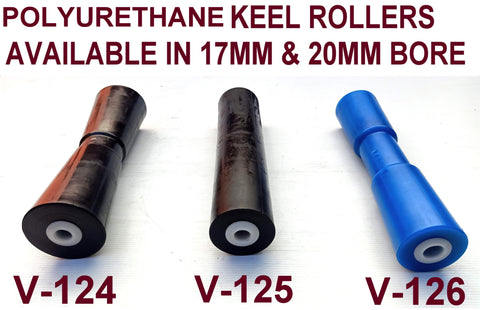 KEEL ROLLER- 300MM POLYURETHANE ROLLER FOR BOAT TRAILERS SUITABLE FOR 16MM SHAFT