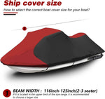 Jet Ski Cover Waterproof Marine Grade 600D Heavy Duty Red/Black ( 3-seaters ) .