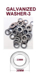 GALVANISED WASHERS & M12 NYLOC NUTS.