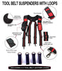 TOOL BELT PADDED SUSPENDERS/HARNESS WITH 4 X LOOPS, MAGNETIC PAD & DETACHABLE MOBILE PHONE BAG.